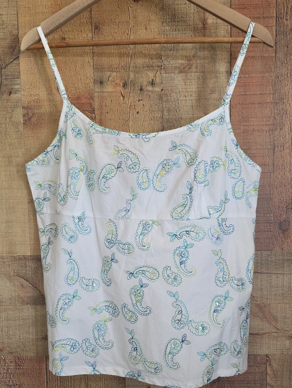 Valerie Stevens Women's White Paisley Spaghetti Strap Tank Top